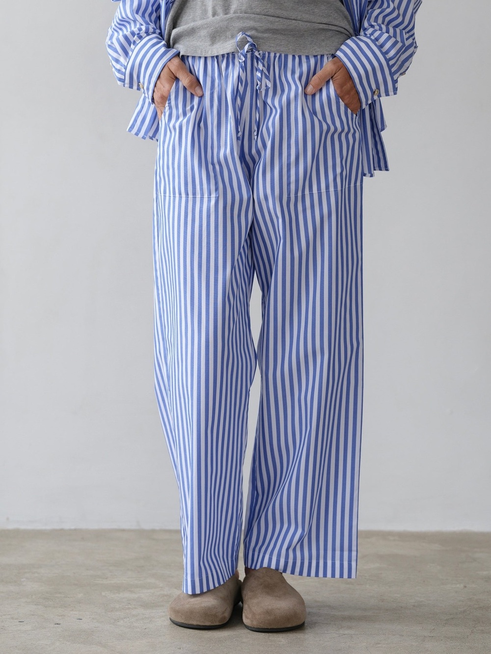 Donni The Pop Stripe Drawstring Pant | Blue Stripe | Medium